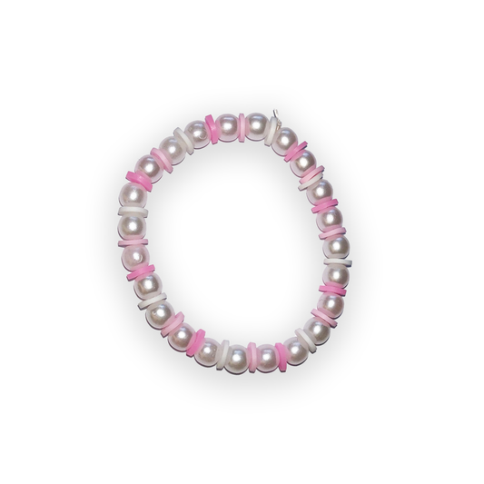 Pink and white pearl coloured bracelet