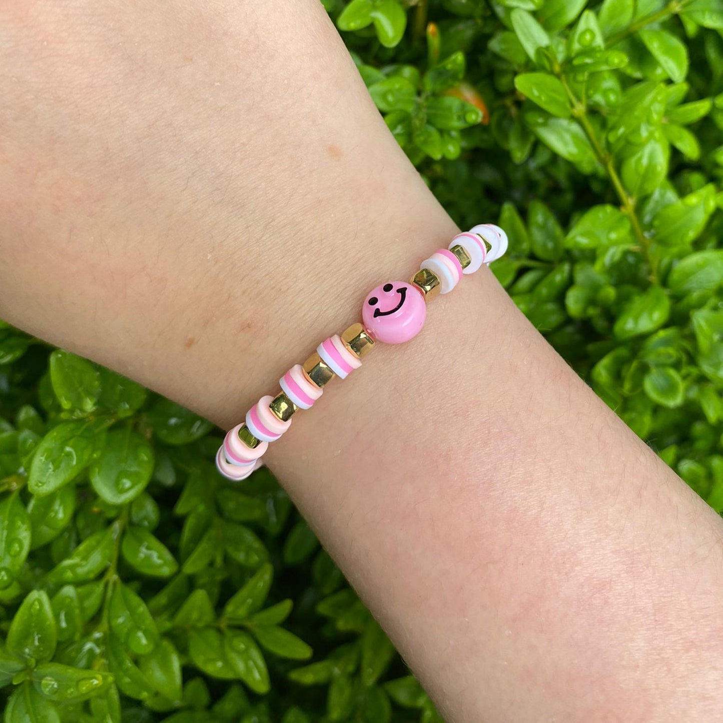 Pink smiley face bracelet